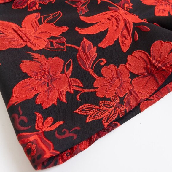 Alice + Olivia Red Floral Jacquard Paisley Shorts Size 2 Made in USA - Picture 9 of 11